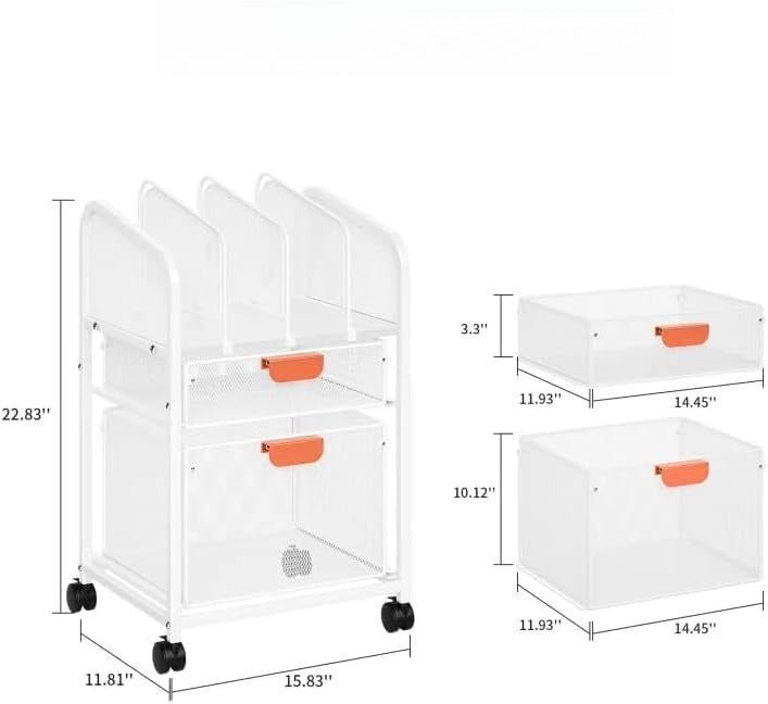 Mobile Rolling File Cart with Lockable Wheels