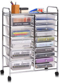 15-Drawer Rolling Storage Organizer Cart Clear