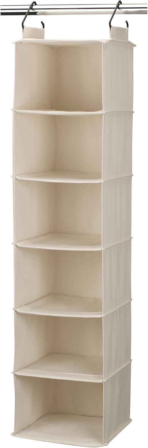 6-Shelf Canvas Hanging Closet Storage Organizer