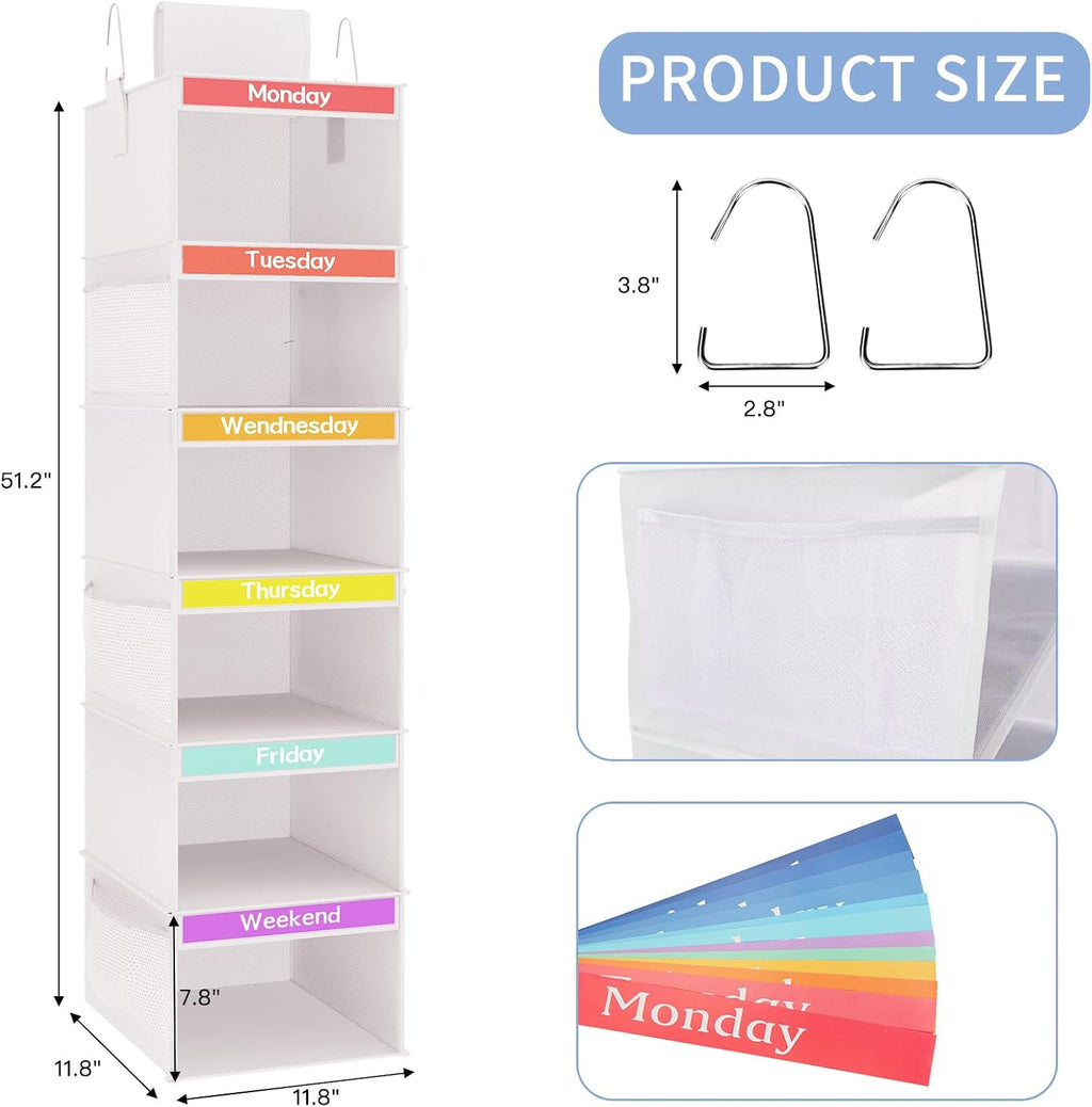 6-Shelf Hanging Kids Clothing Closet Organizer