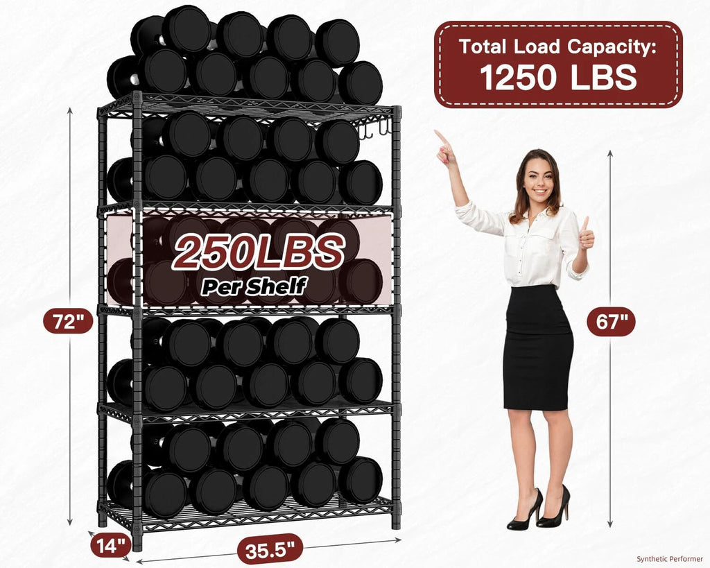 Adjustable 5-Tier Heavy Duty Wire Storage Shelving Unit