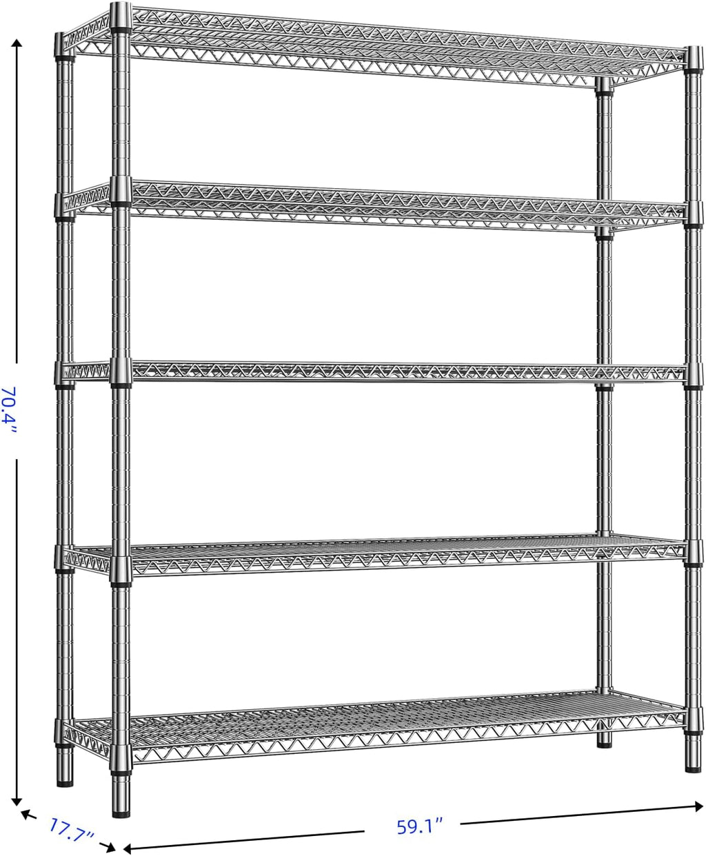 Heavy Duty 5-Tier Metal Wire Storage Shelving Unit