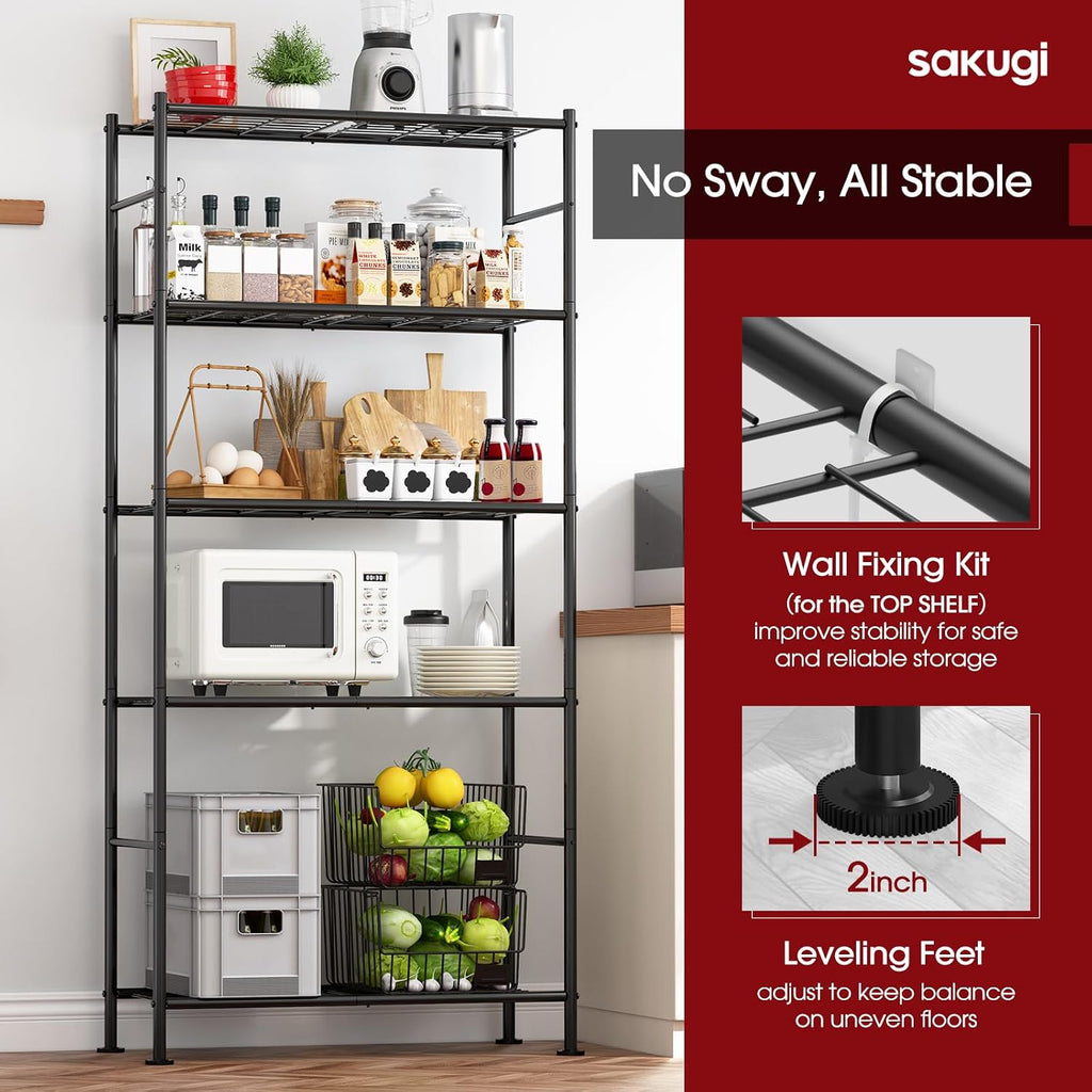 Adjustable 5-Tier Steel Storage Shelving Units （9 words）