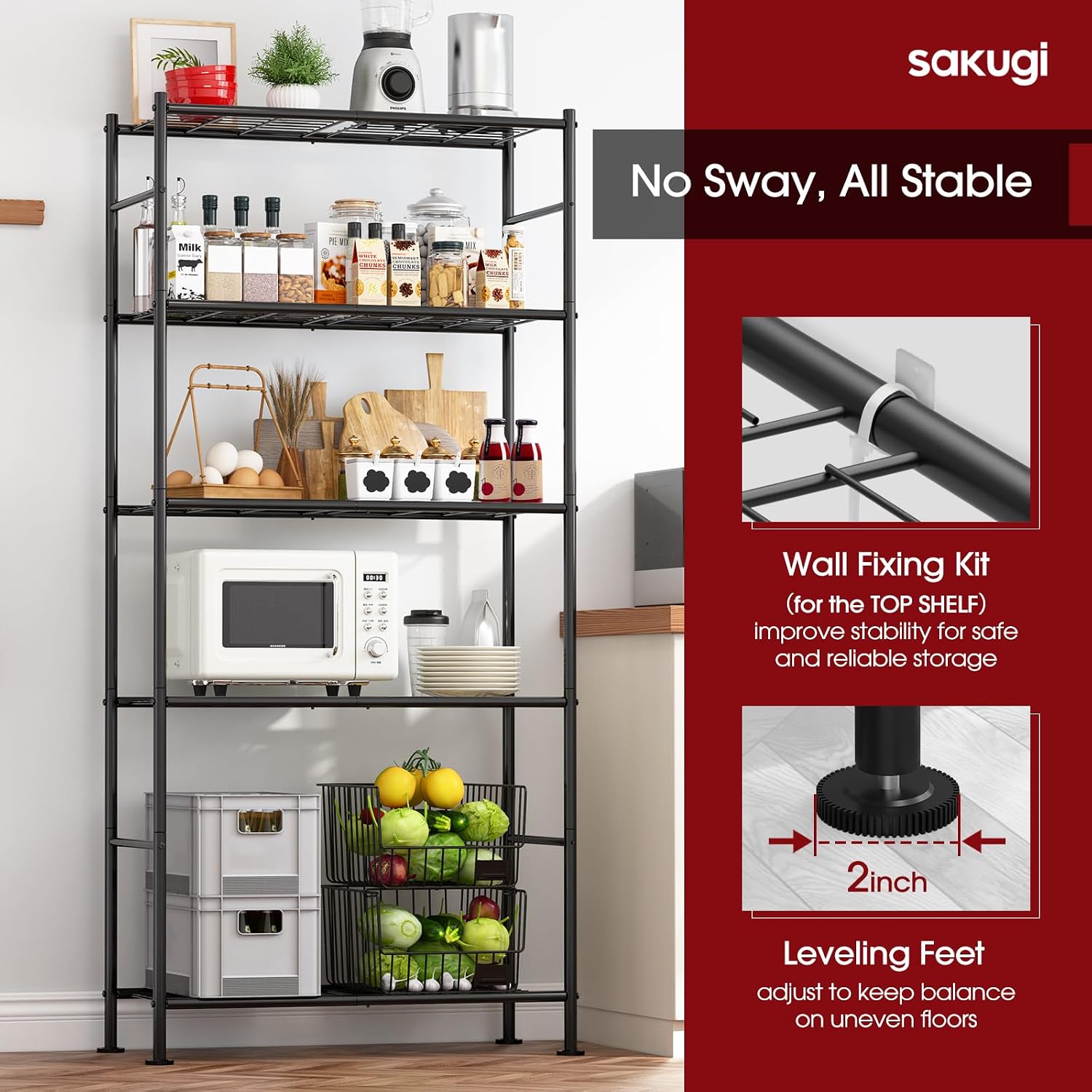 Adjustable 5-Tier Steel Storage Shelving Units （9 words）