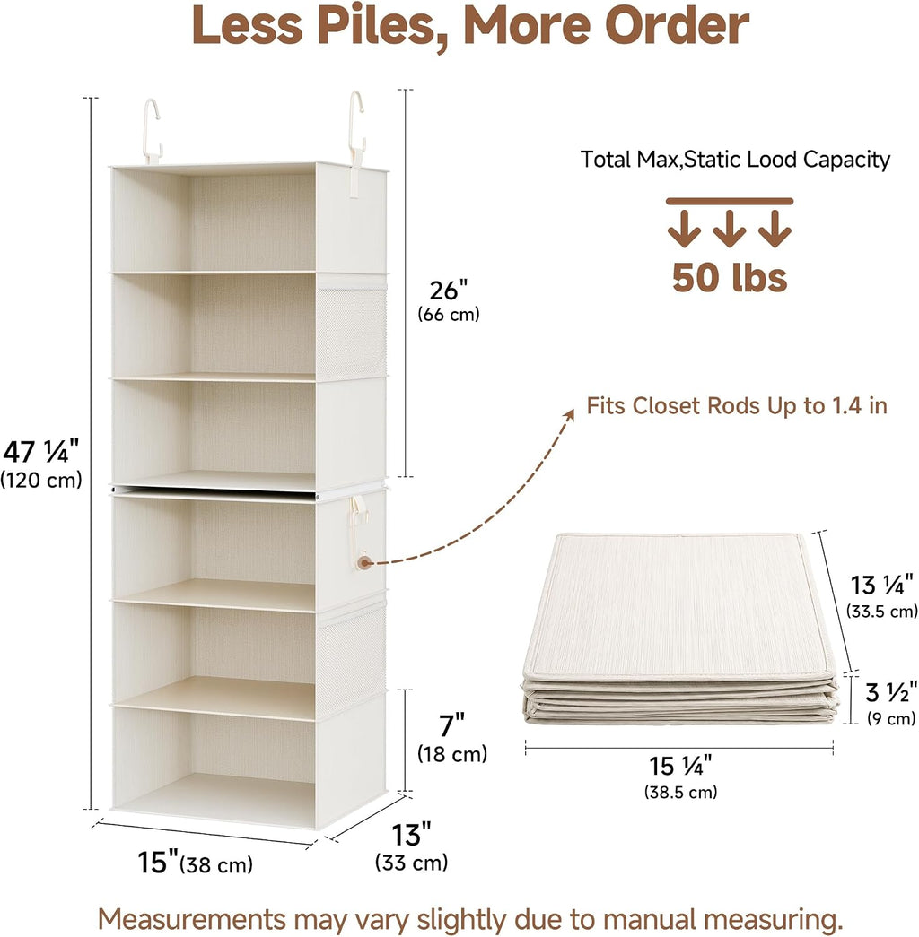 Separable Hanging 6-Shelf Closet Storage Organizer