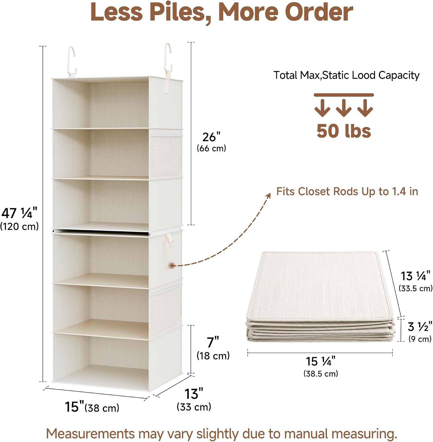 Separable Hanging 6-Shelf Closet Storage Organizer