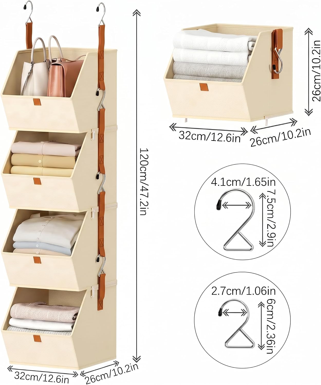 8-Tier Detachable Hanging Closet Storage Organizer
