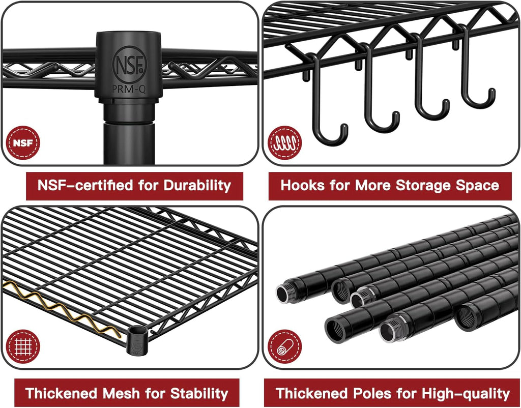 Adjustable 5-Tier Heavy Duty Wire Storage Shelving Unit