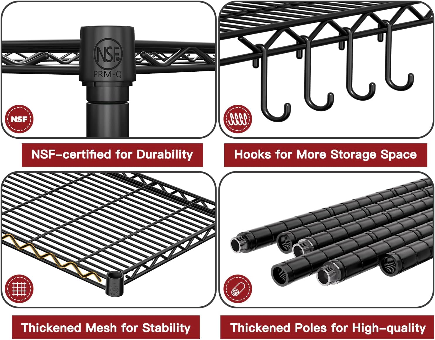Adjustable 5-Tier Heavy Duty Wire Storage Shelving Unit