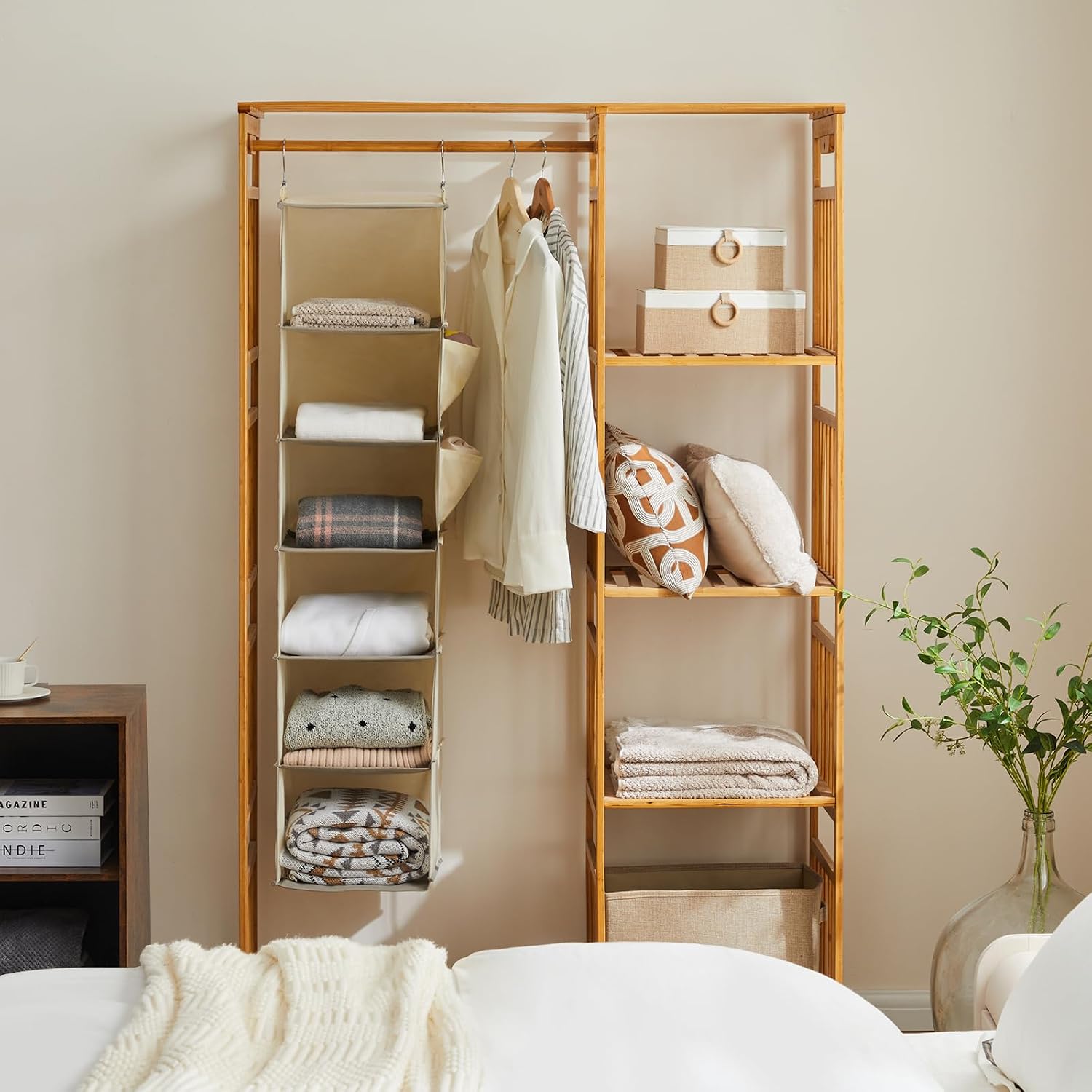 6-Shelf Fabric Hanging Closet Storage Organizer