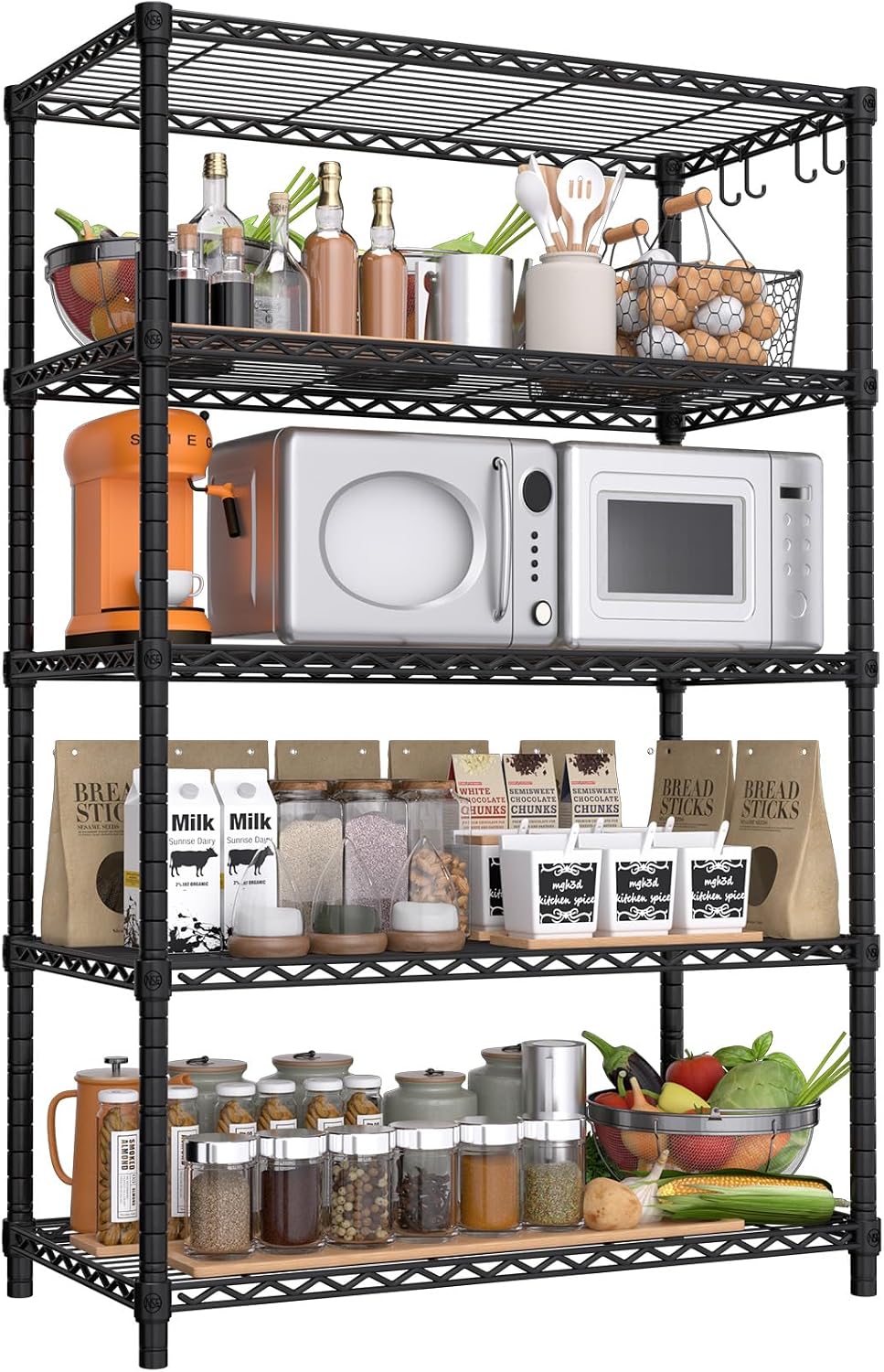 Adjustable 5-Tier Heavy Duty Wire Storage Shelving Unit