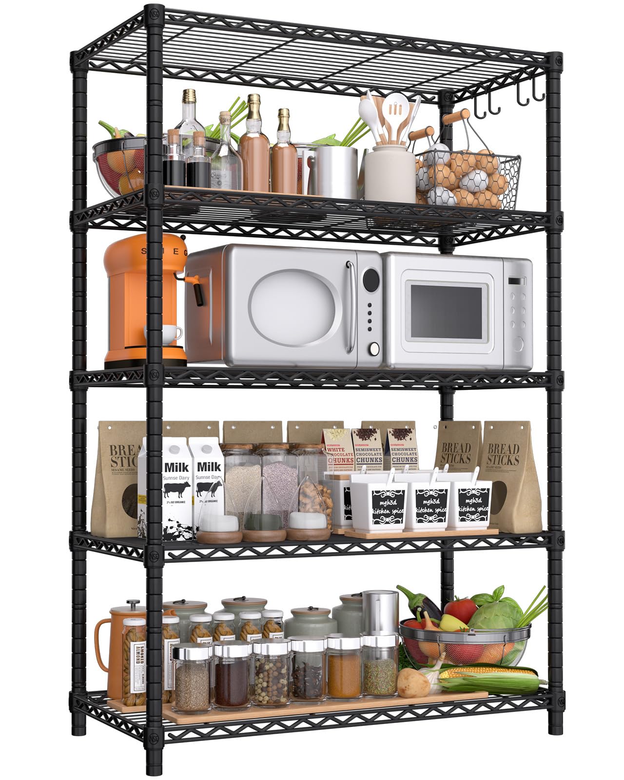 Adjustable 5-Tier Heavy Duty Wire Storage Shelving Unit