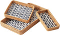 Handwoven Rattan Trays with Mother of Pearl Inlay