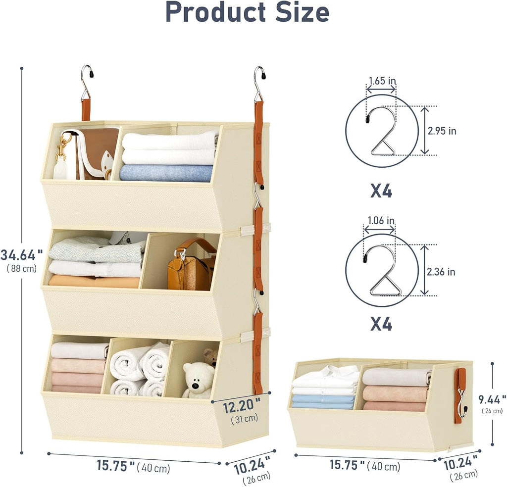 Collapsible Fabric Hanging Closet Storage Organizer