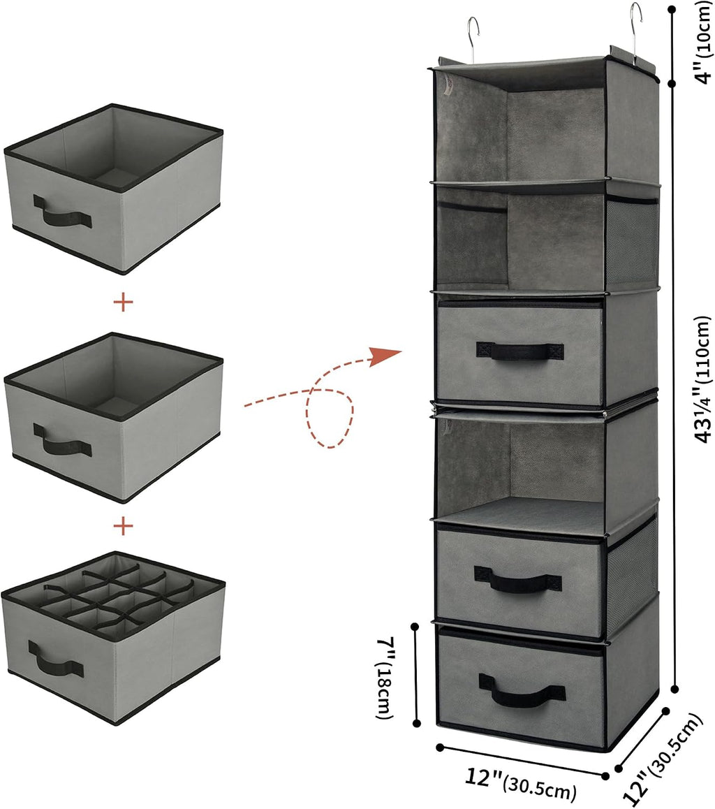 Hanging Closet Organizer Shelves Drawers Pockets