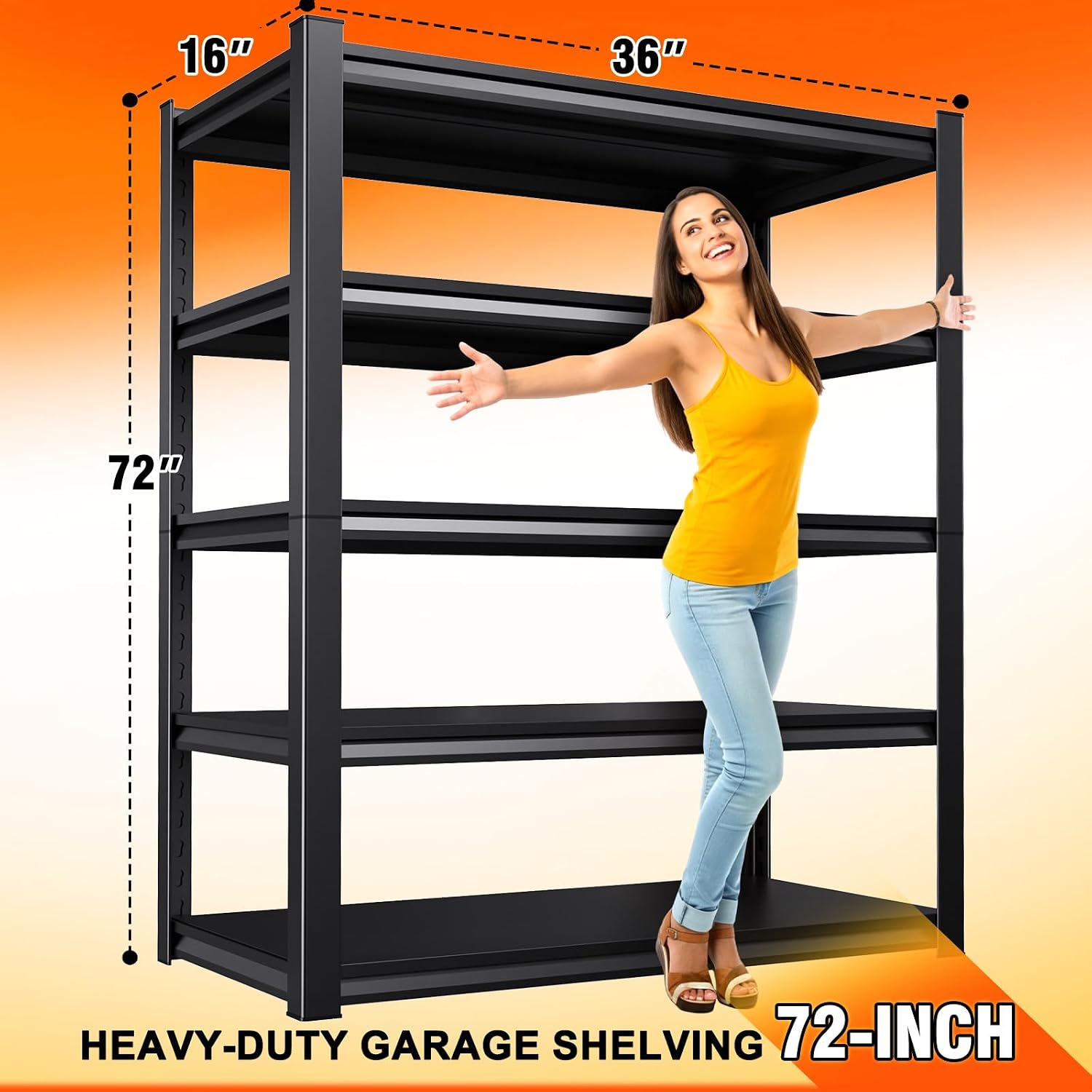 Heavy Duty Adjustable 5-Tier Steel Storage Shelving Unit