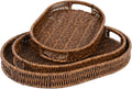 Handwoven Rattan Serving Trays Set with Handles