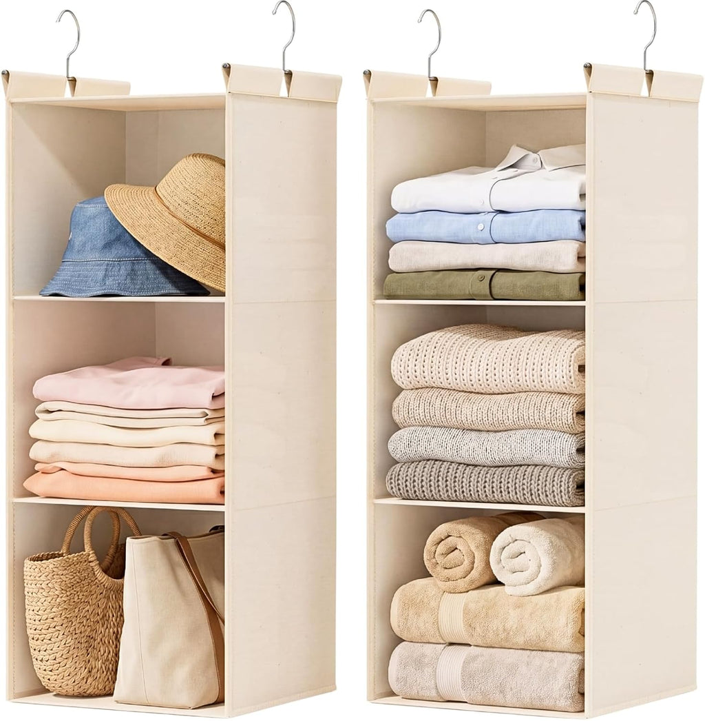 3-Tier Cotton Dual Hanging Closet Organizer （9 words）