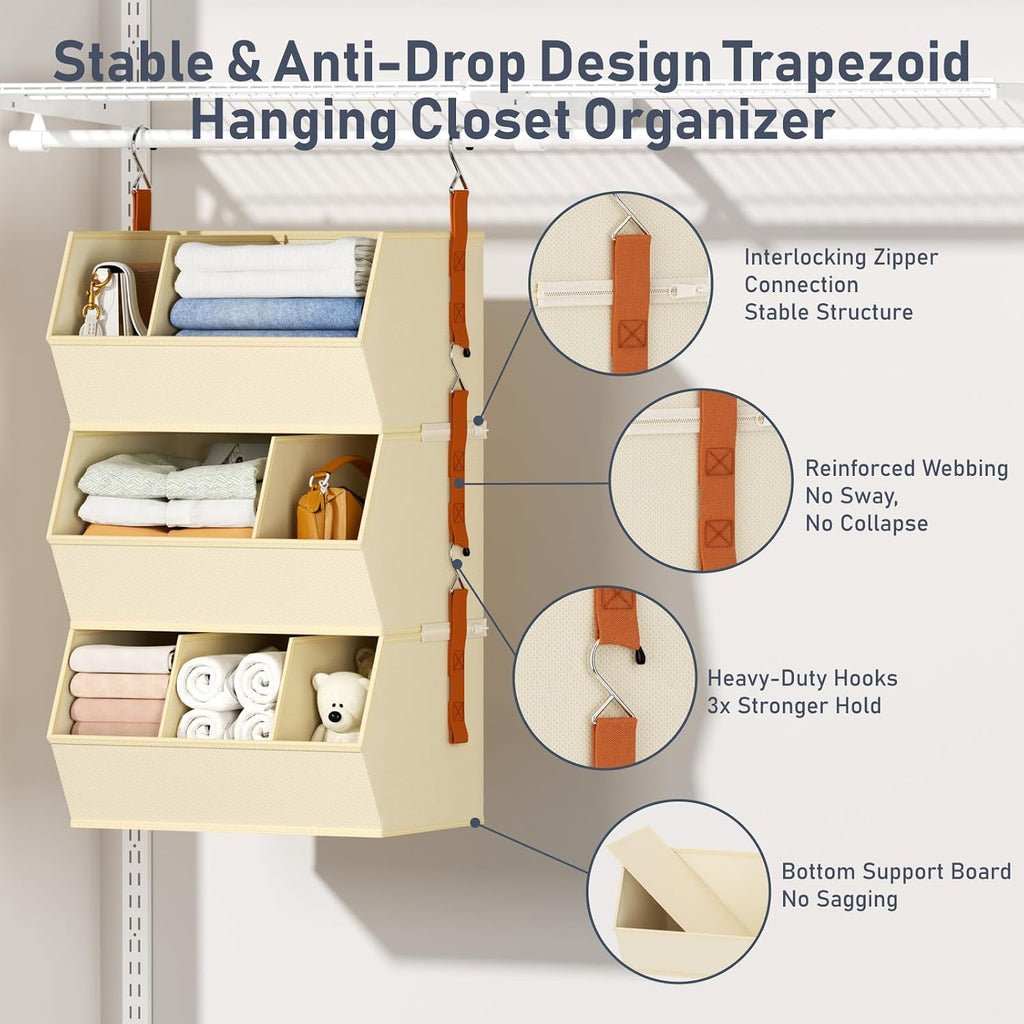 Collapsible Fabric Hanging Closet Storage Organizer