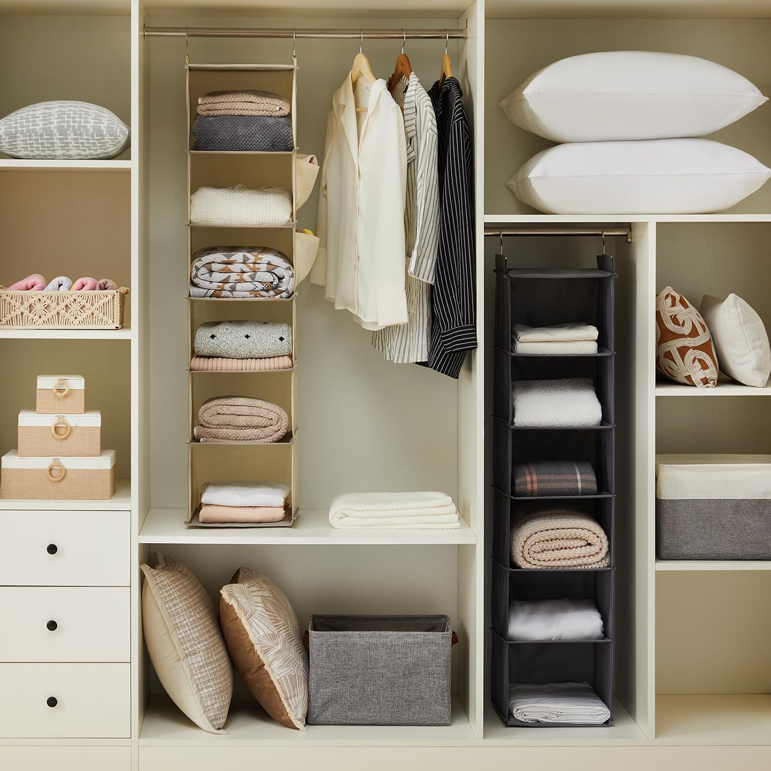 6-Shelf Fabric Hanging Closet Storage Organizer