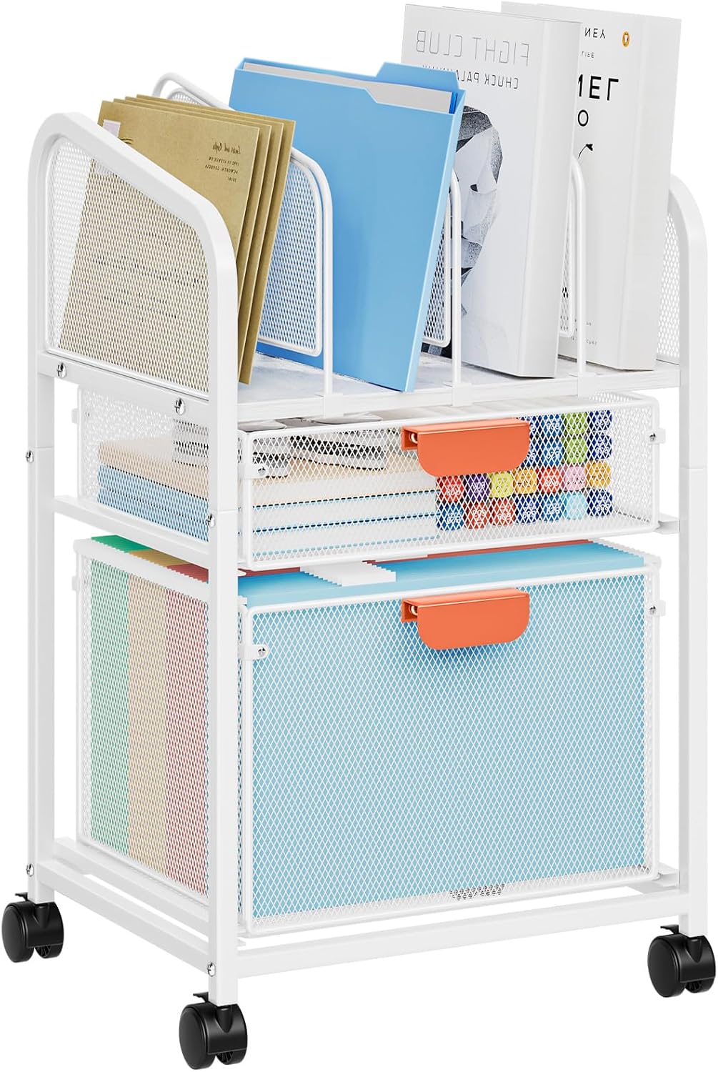 Mobile Rolling File Cart with Lockable Wheels