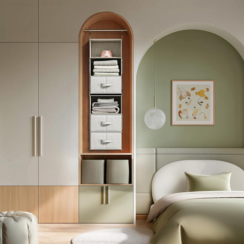 6-Shelf Hanging Closet Organizer with Drawers