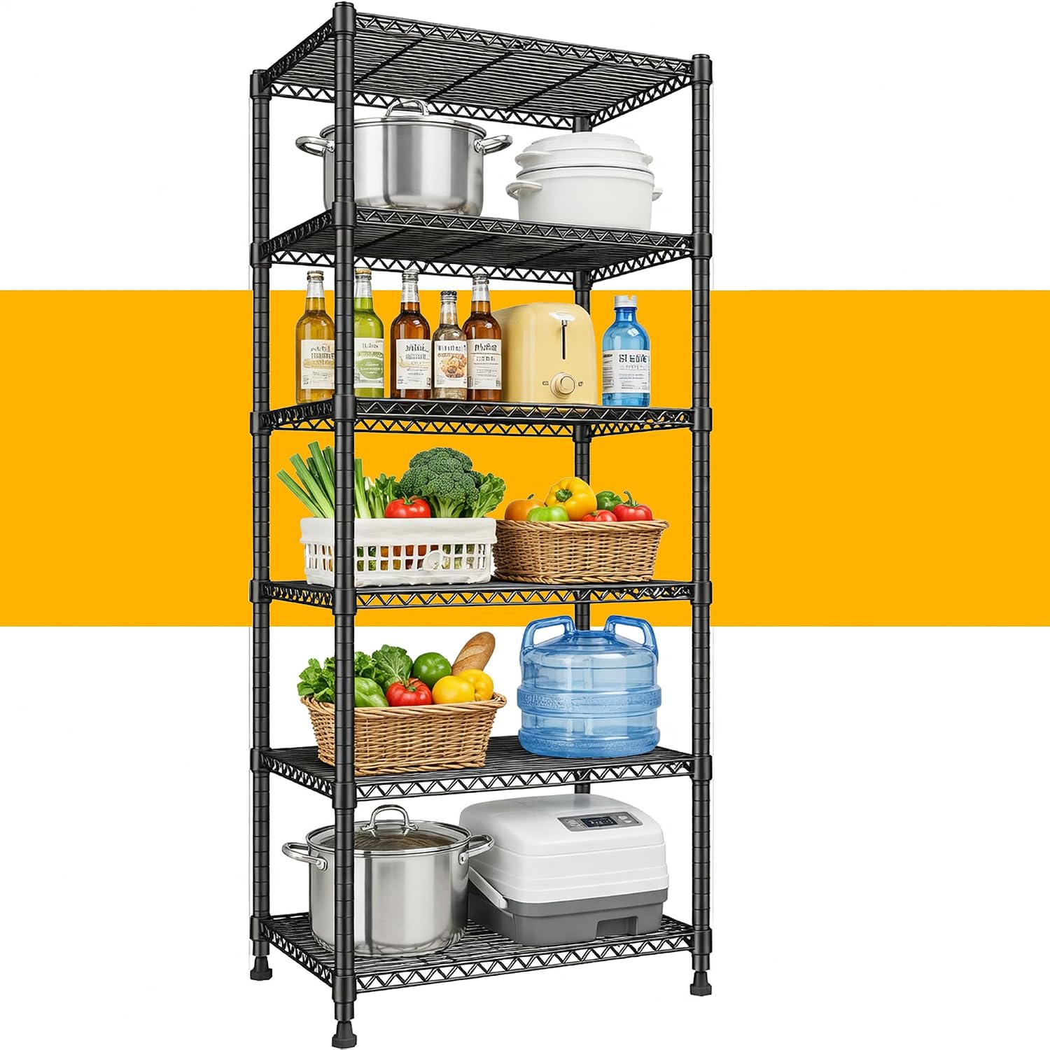 Heavy Duty Adjustable 6-Tier Metal Storage Shelving Unit