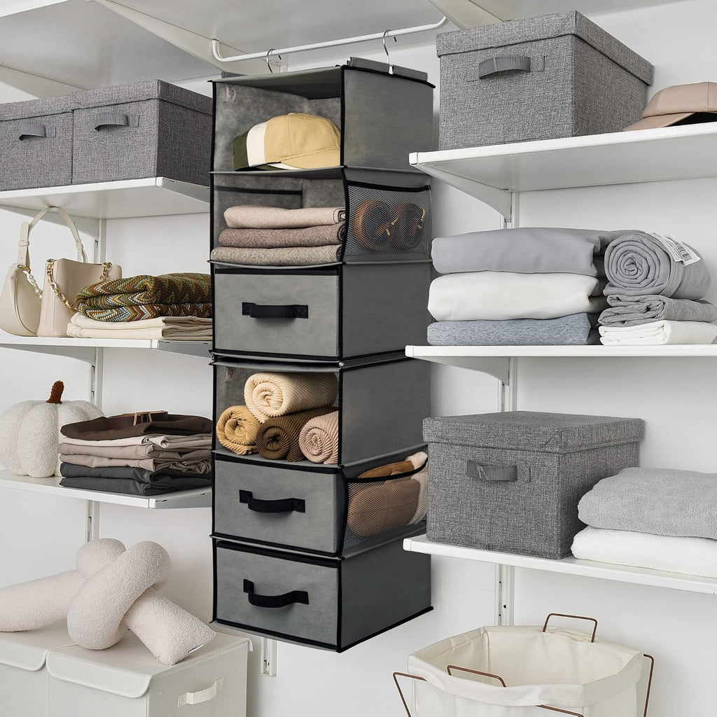 Hanging Closet Organizer Shelves Drawers Pockets