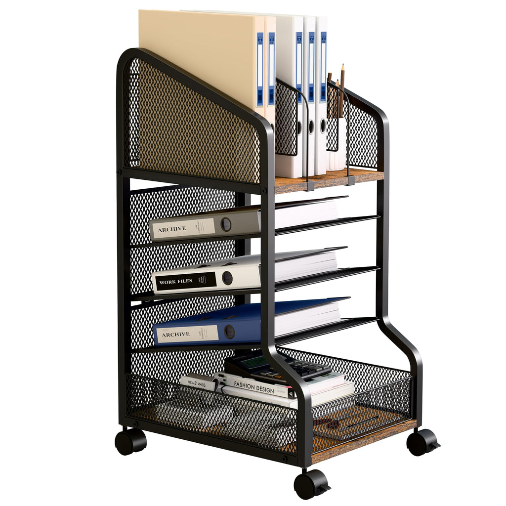 5-Tier Rolling File Cart Lockable Wheel Organizer
