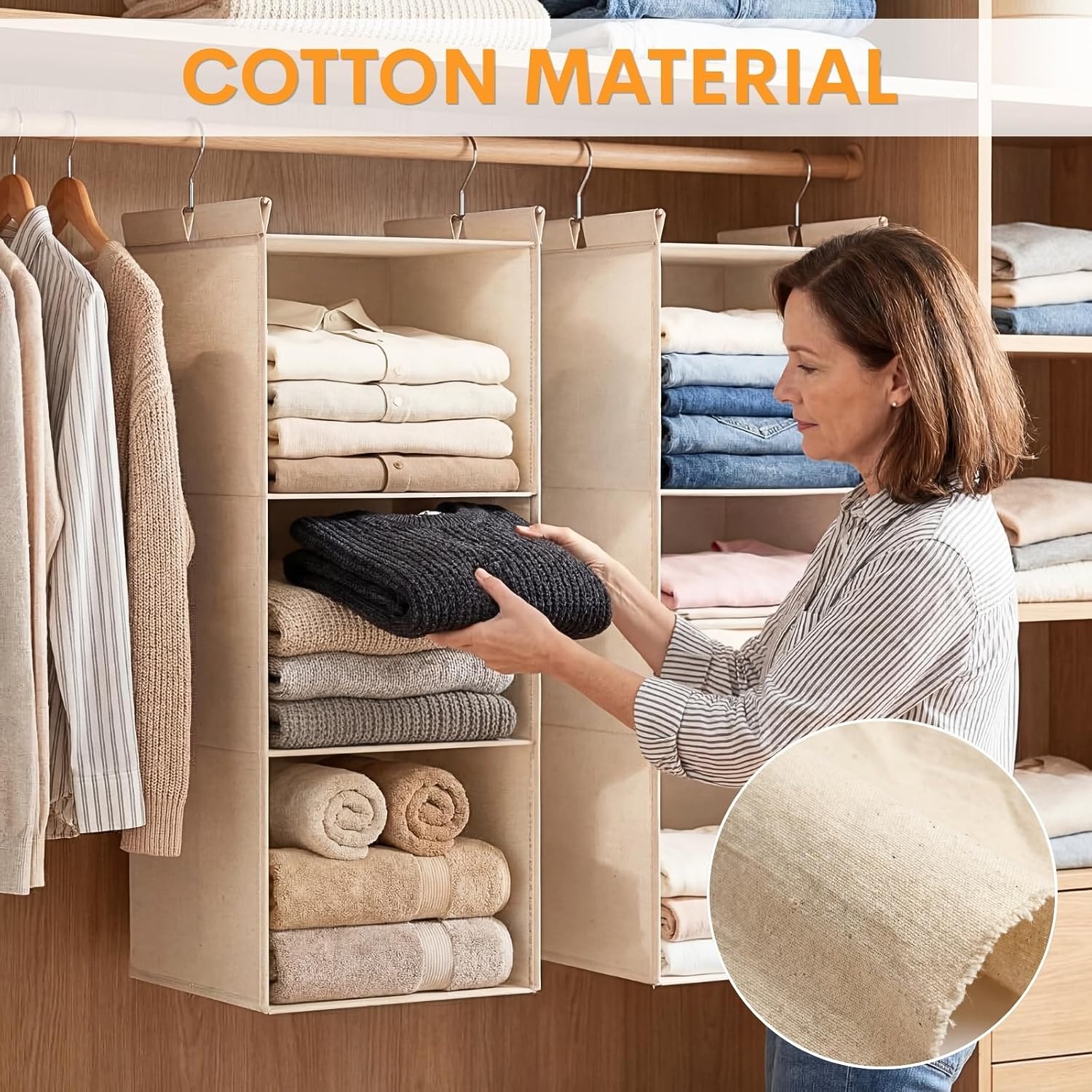 3-Tier Cotton Dual Hanging Closet Organizer （9 words）