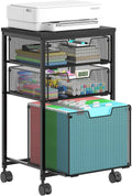 Rolling File Cart with Drawers and Printer Surface