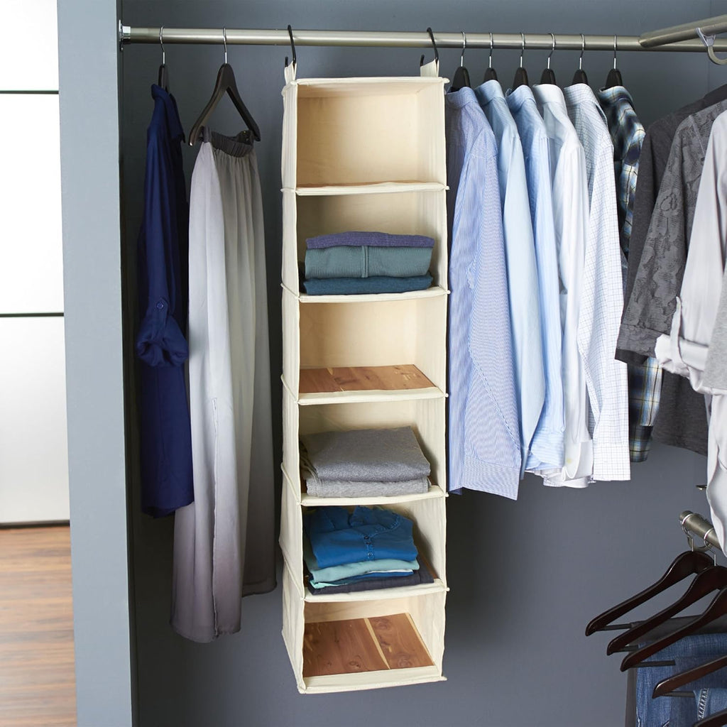 6-Shelf Canvas Hanging Closet Storage Organizer