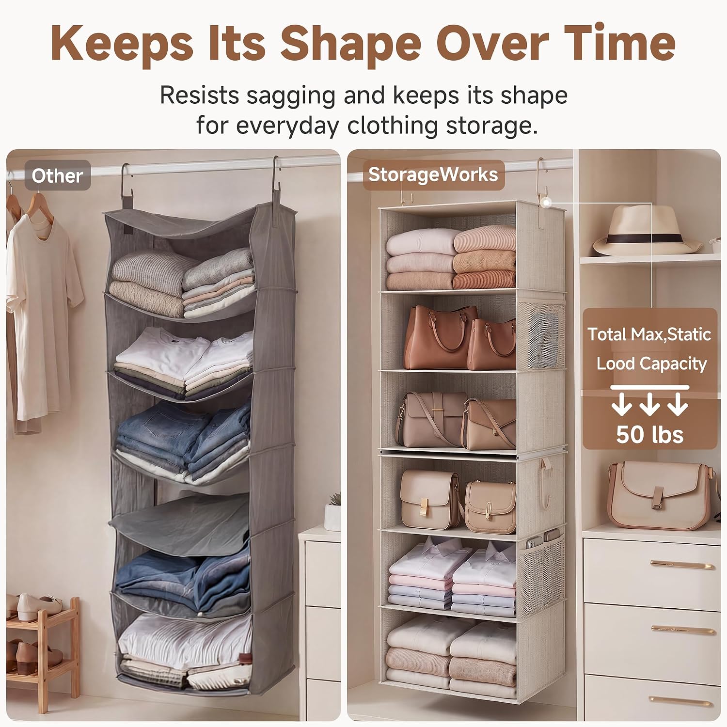 Separable Hanging 6-Shelf Closet Storage Organizer