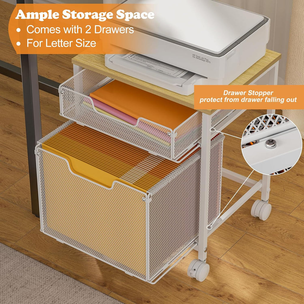 Rolling File Cart Printer Stand Lockable Wheels