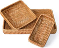 Decorative Rectangular Rattan Serving Trays Set