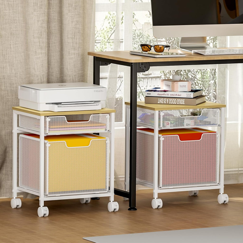 Rolling File Cart Printer Stand Lockable Wheels
