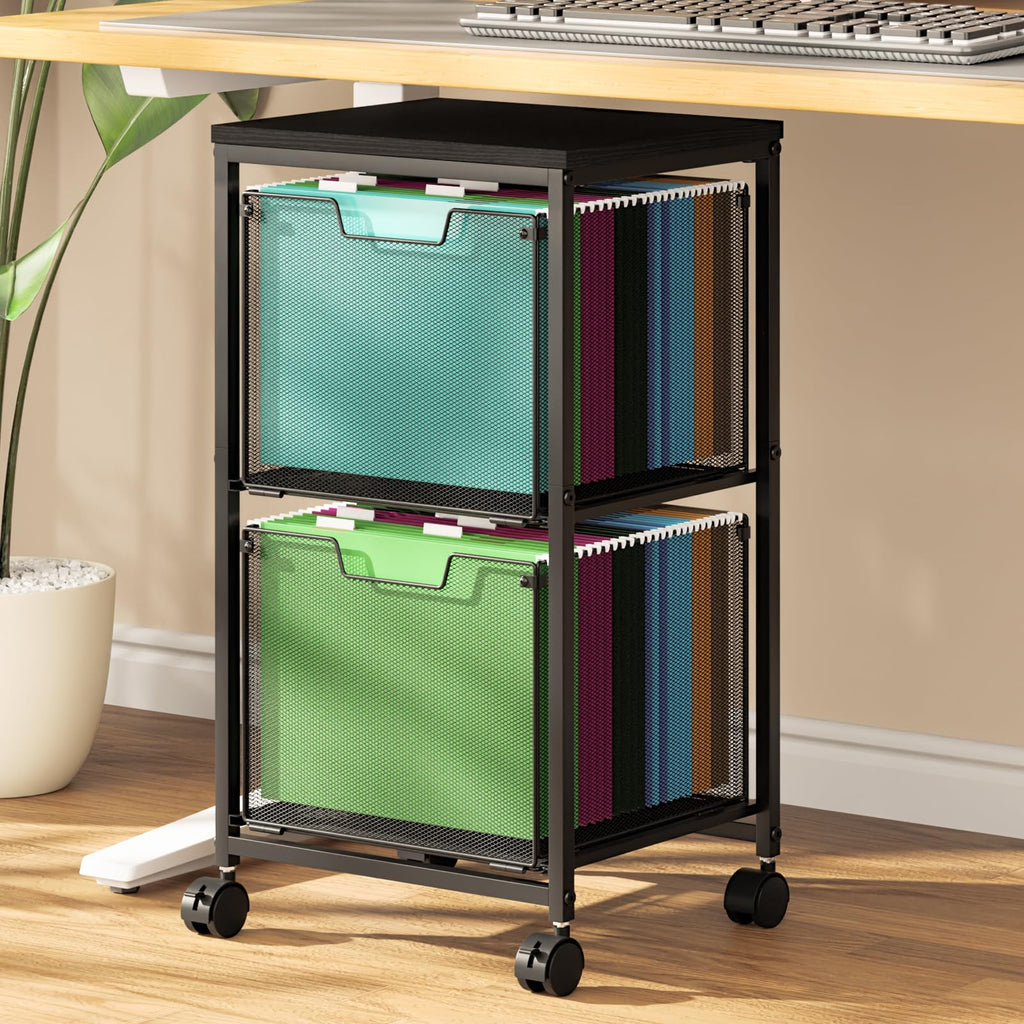 Mobile Rolling File Cart with Storage Drawers