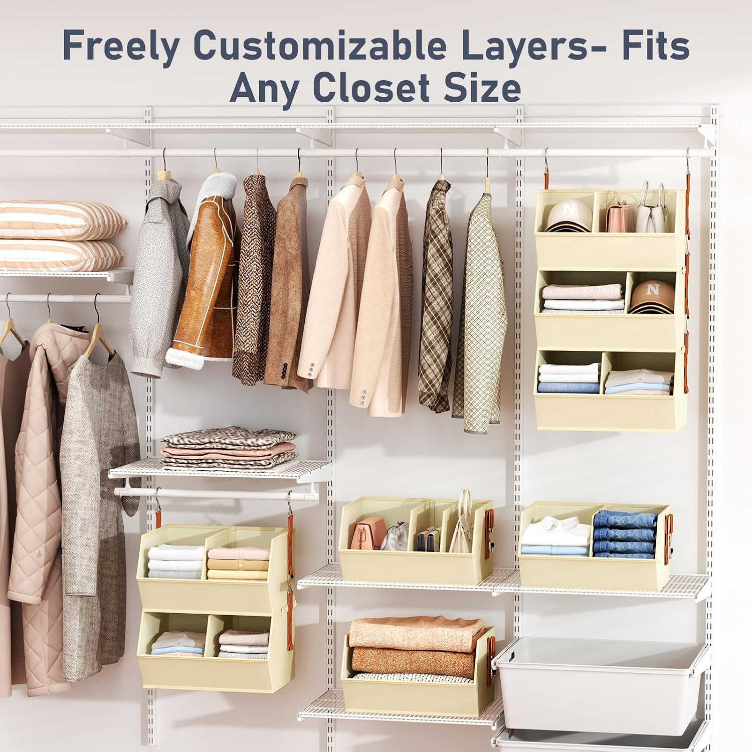 Collapsible Fabric Hanging Closet Storage Organizer