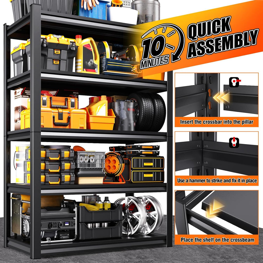 Heavy Duty Adjustable 5-Tier Steel Storage Shelving Unit