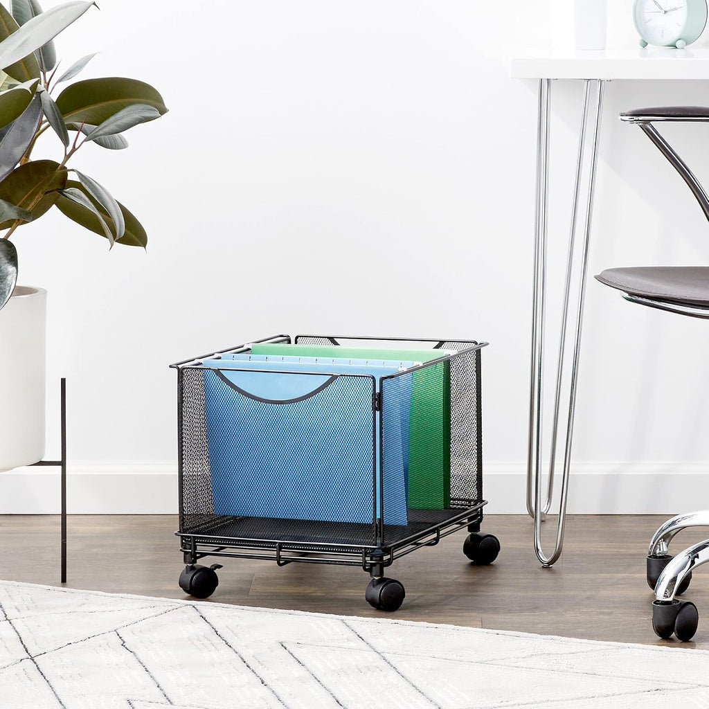 Mesh Steel Rolling Cart for Letter File Storage