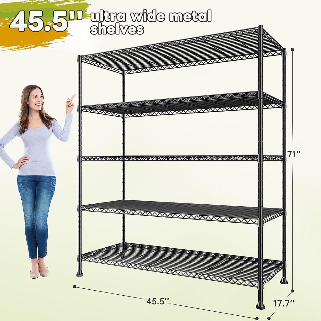 Heavy Duty Adjustable 5-Tier Metal Storage Shelving Unit