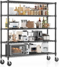 Adjustable Wheeled Heavy Duty 5-Tier Wire Storage Shelving Unit