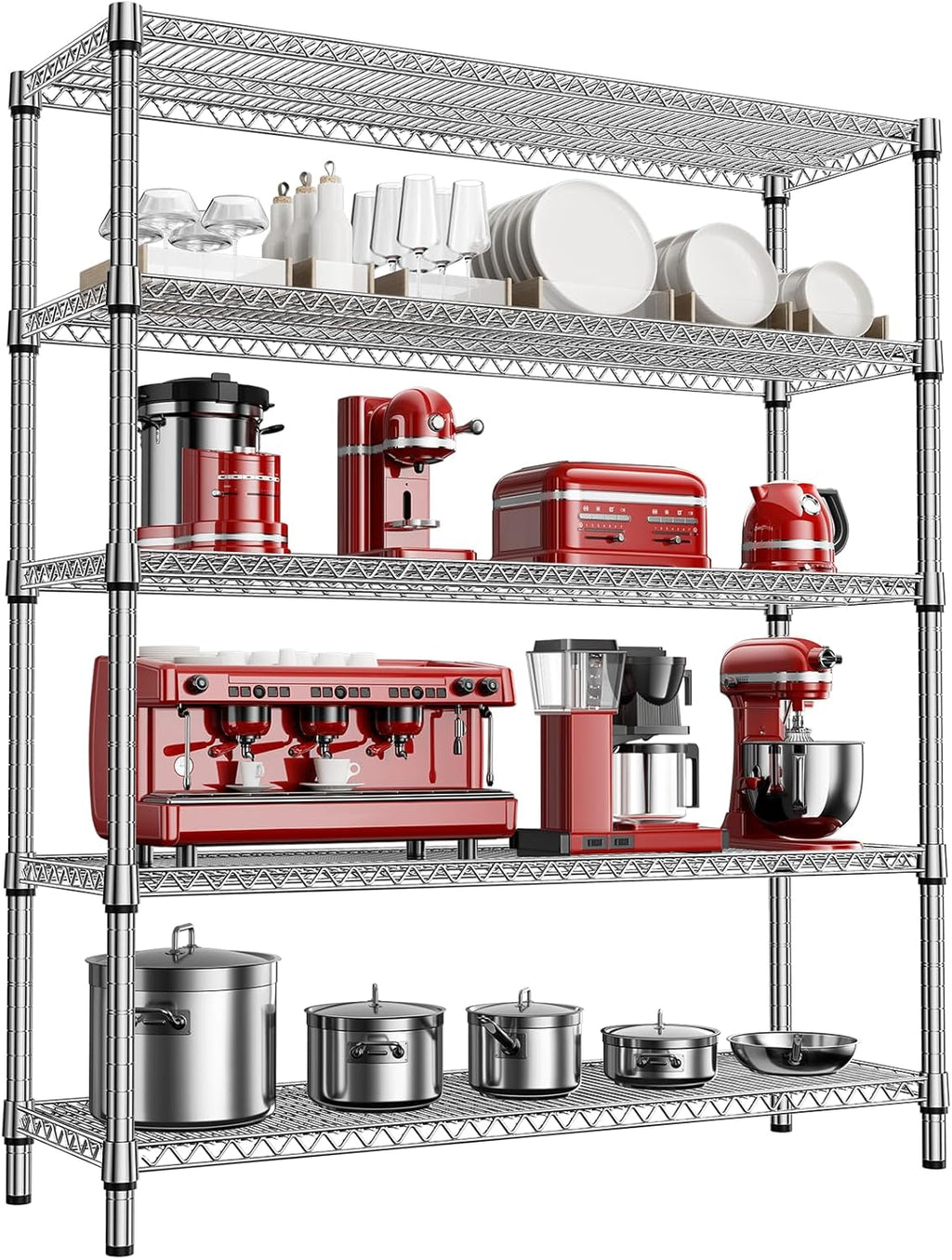 Heavy Duty 5-Tier Metal Wire Storage Shelving Unit