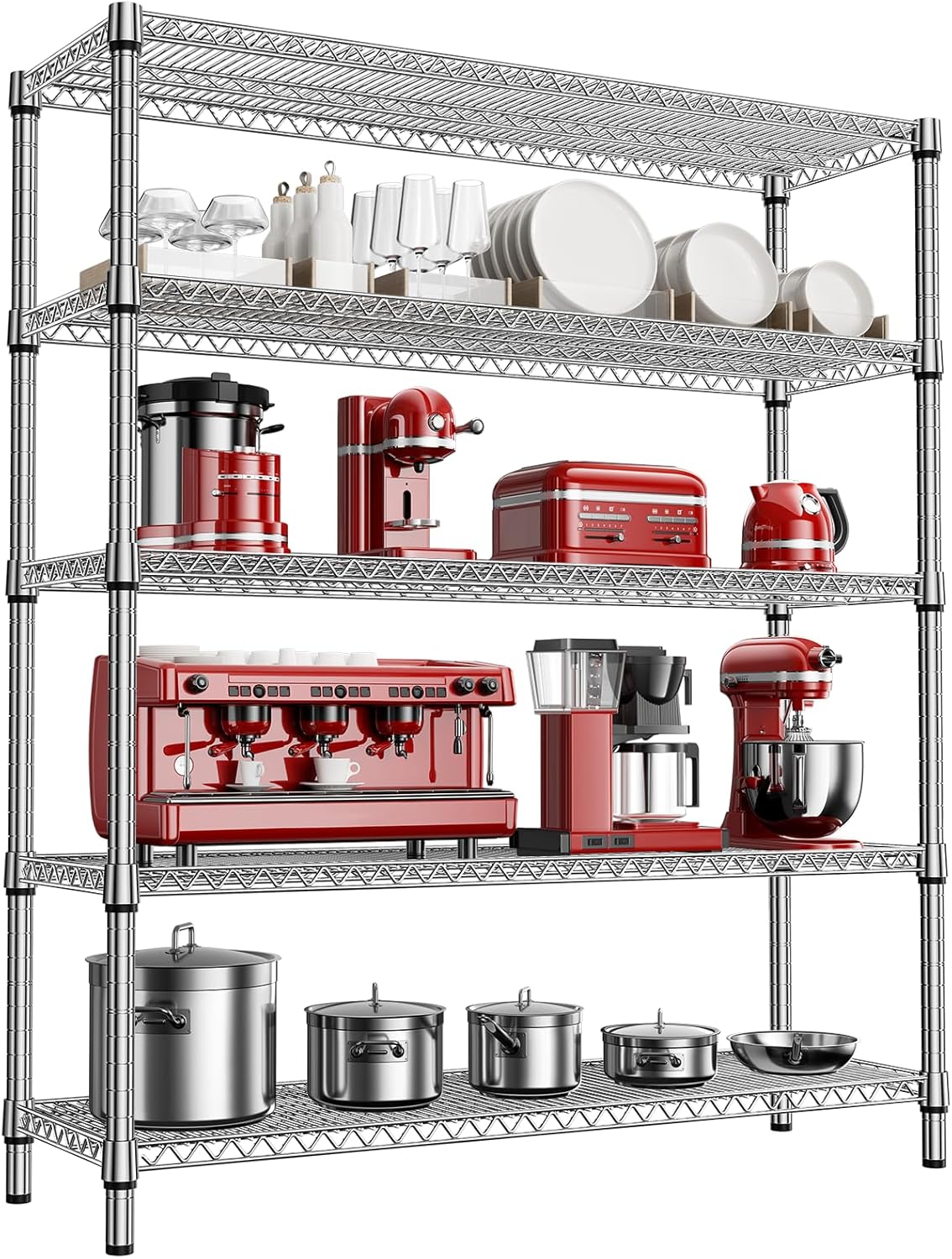 Heavy Duty 5-Tier Metal Wire Storage Shelving Unit