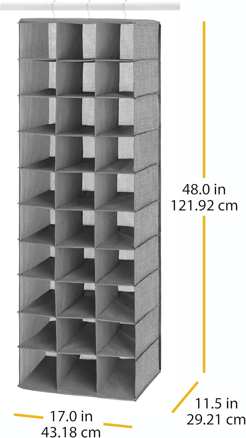 30-Pocket Hanging Fabric Shoe Closet Organizer