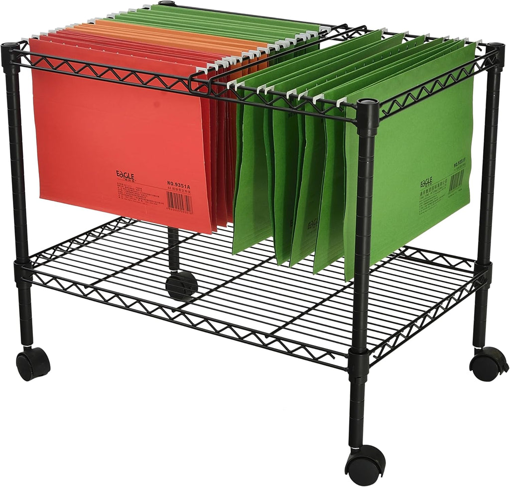 Metal Rolling File Cart for Office Document Storage