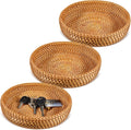 Decorative Round Rattan Storage Trays Set of Three