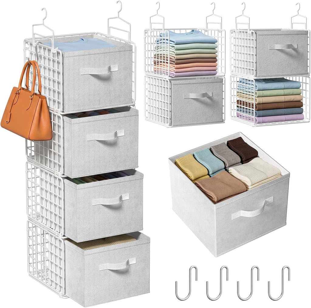 4-Tier Hanging Closet Organizer With Drawers