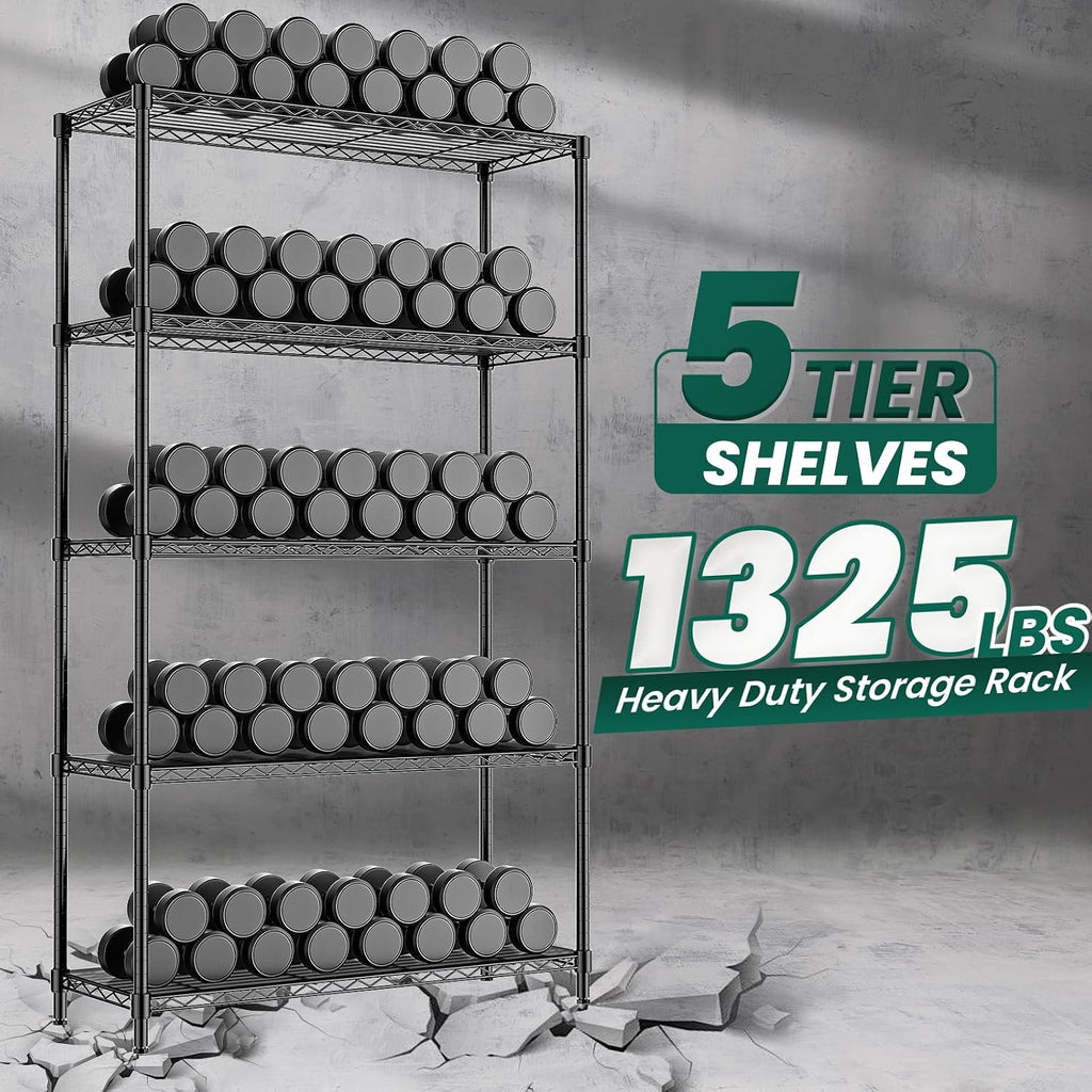 Heavy Duty Adjustable 5-Tier Wire Storage Shelving Unit