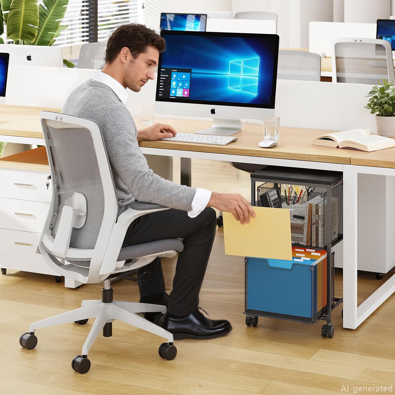 Mobile Rolling File Cart with Storage Drawers